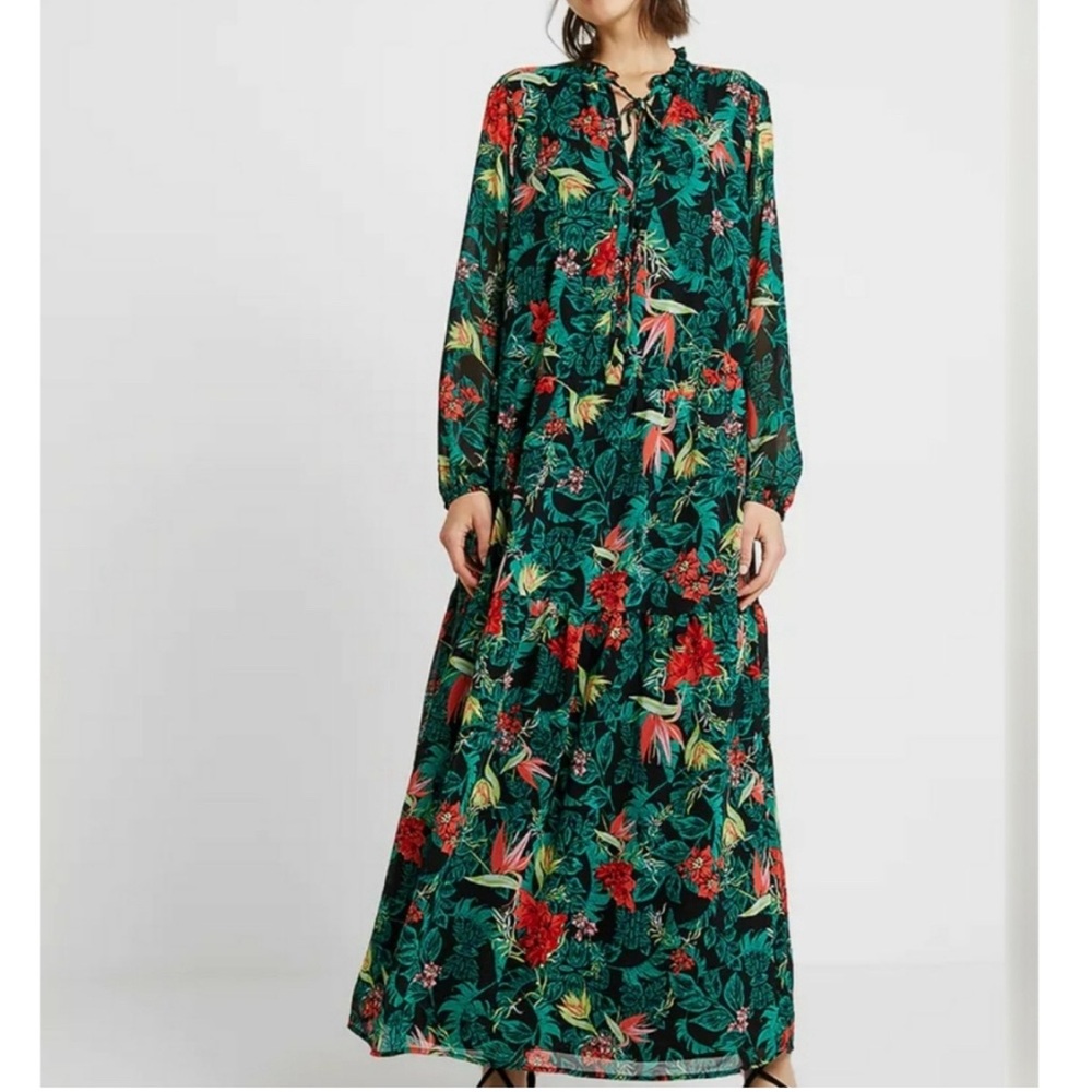 Vila tropical floral maxi dress